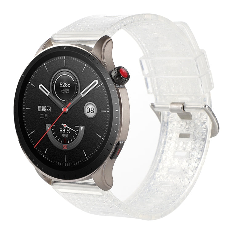 Clear transparent shiny TPU watch band with metal clasp and pin holes