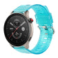 Blue transparent shiny TPU watch band with metal clasp and pin holes