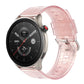 Pink transparent shiny TPU watch band with metal clasp and pin holes