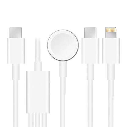 3-in-1 USB magnetic charging cable with Type-C plugs and round charging disc