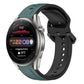 22mm two-color silicone watch band with dark teal-green strap and black convex loop links