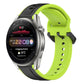 22mm two-color silicone watch band in lime green and black with curved loop links