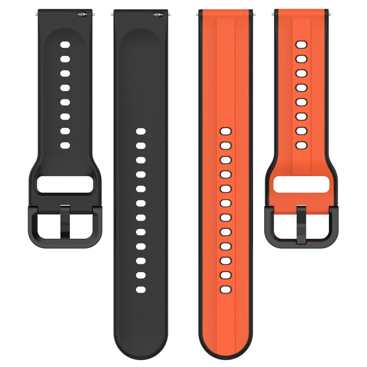 Convex loop silicone watch bands, black and orange two-color styles with pin holes.