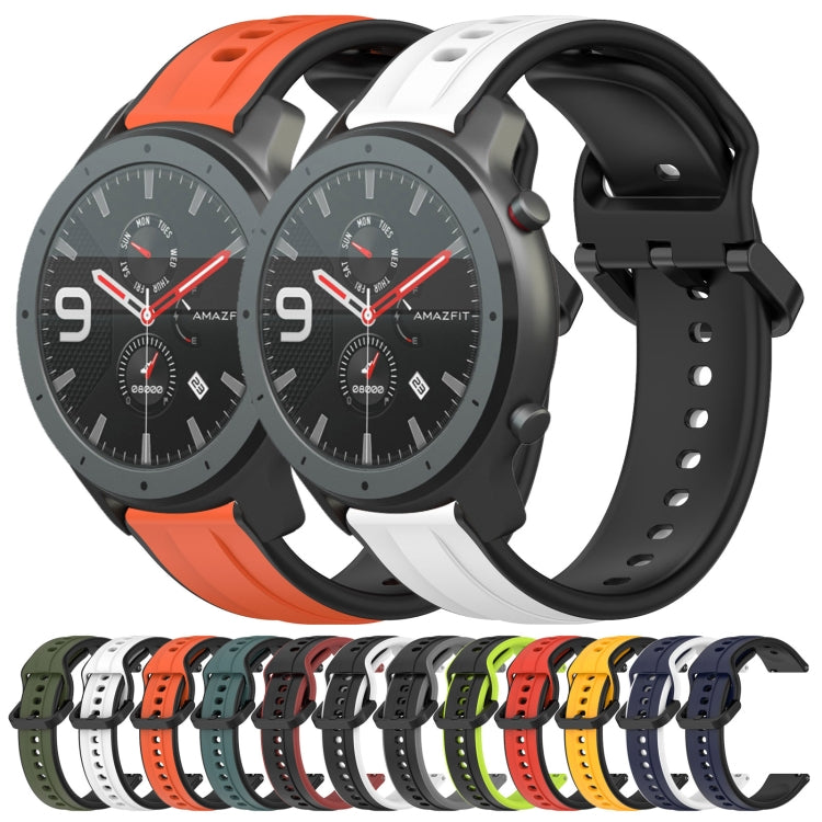 Assorted two-color silicone watch bands in multiple colors with convex loop design.
