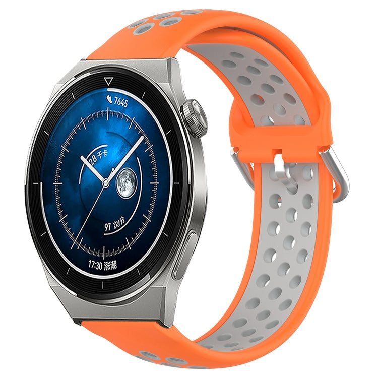 Perforated silicone sports watch band, orange with gray vent holes