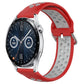 Red perforated silicone sports watch band with adjustable buckle and sporty holes