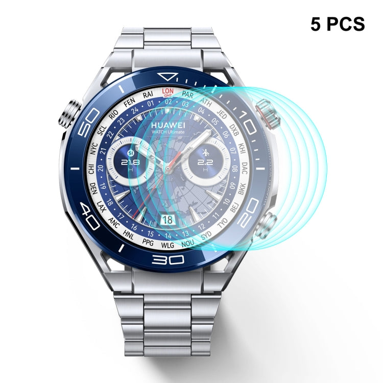 5-pack tempered glass screen protectors for Huawei Watch Ultimate, curved watch screen cover