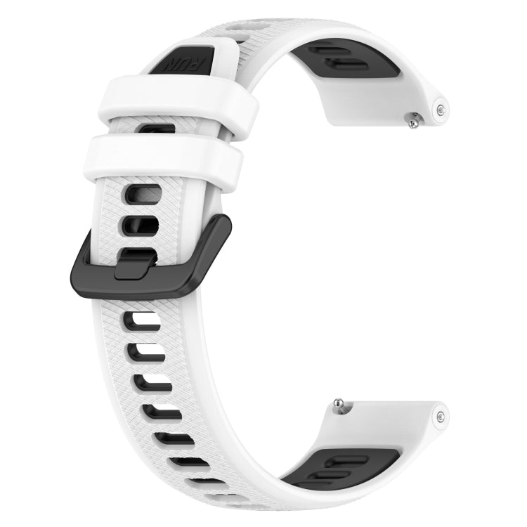 22mm two-color silicone watch band in white with black strap sections, buckle.