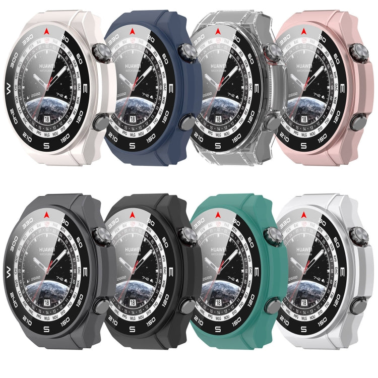 Toughened film integrated watch protective cases in white, blue, pink, black, gray and teal