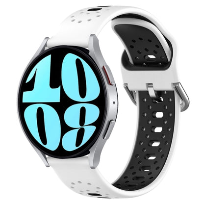 20mm breathable silicone watch band, white strap with black buckle and inserts