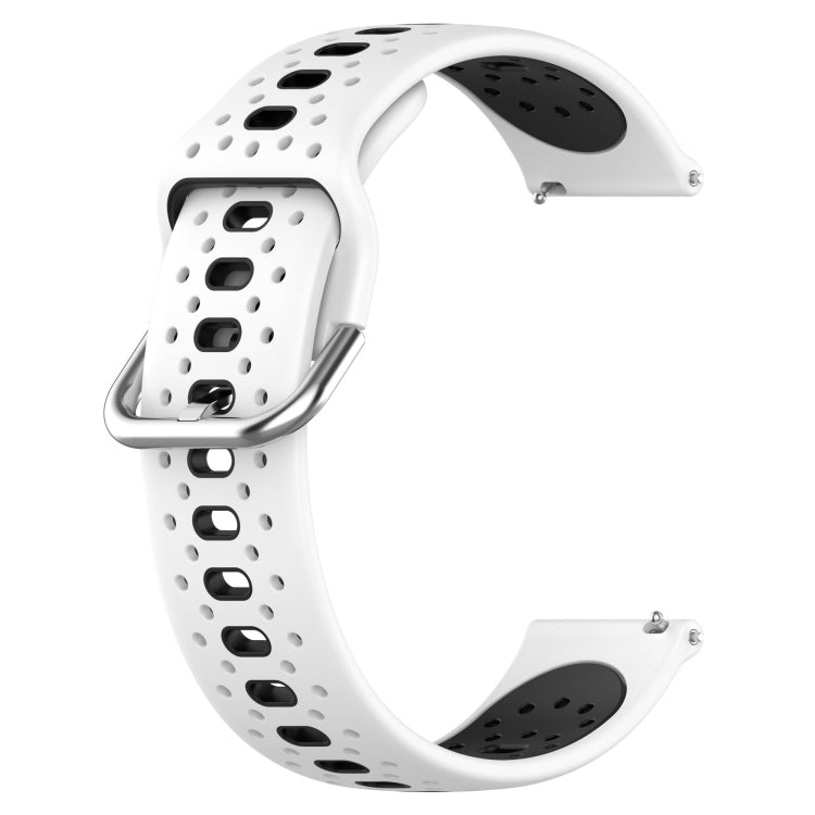 20mm breathable silicone watch band, white strap with perforations and black inserts
