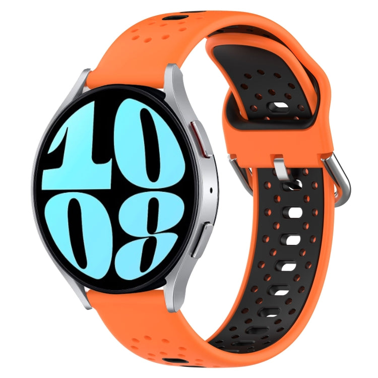 20mm breathable silicone watch band, orange strap with black buckle and inserts
