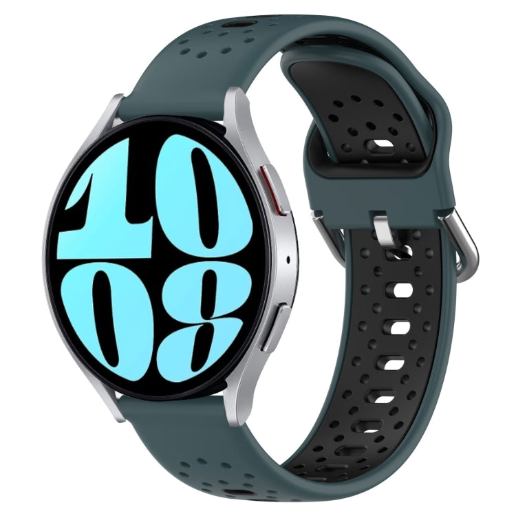 20mm breathable silicone watch band, dark teal strap with black buckle and inserts