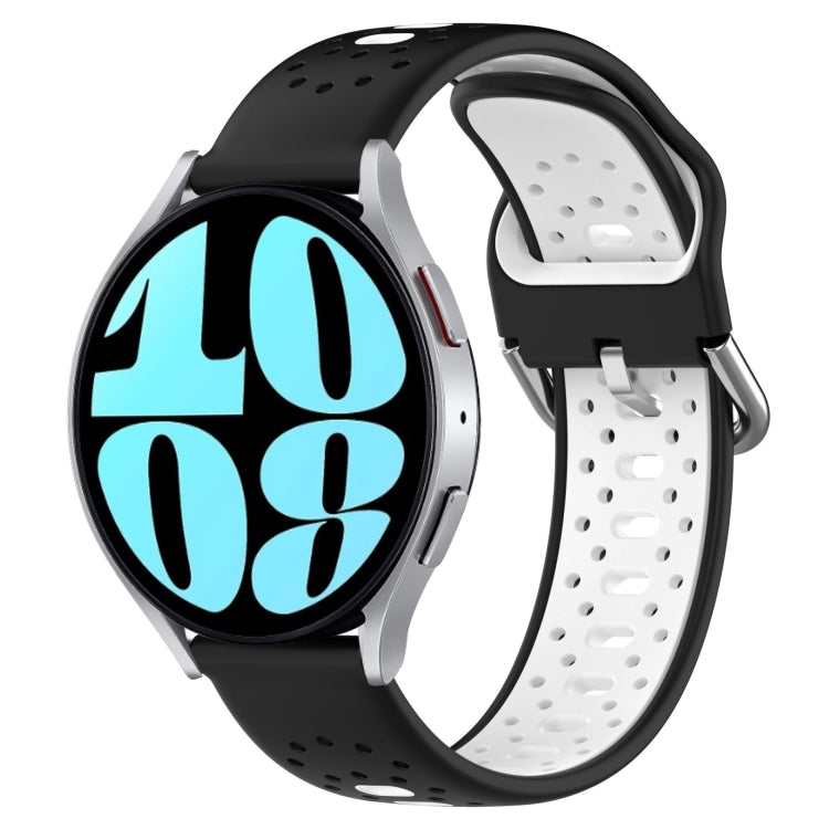 20mm breathable silicone watch band, black strap with white underside and inserts
