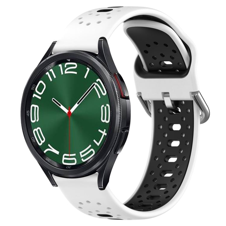 Two-color breathable silicone watch band with white and black perforations