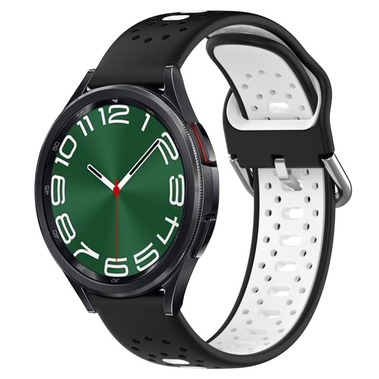 Two-color breathable silicone watch band with white and black perforations