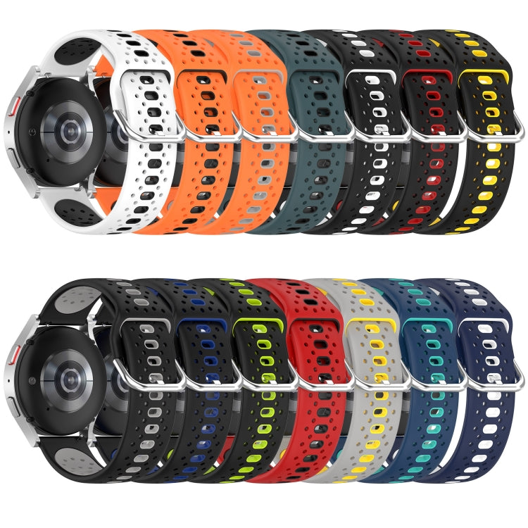 Two-color breathable silicone watch bands, perforated strap with metal buckle links