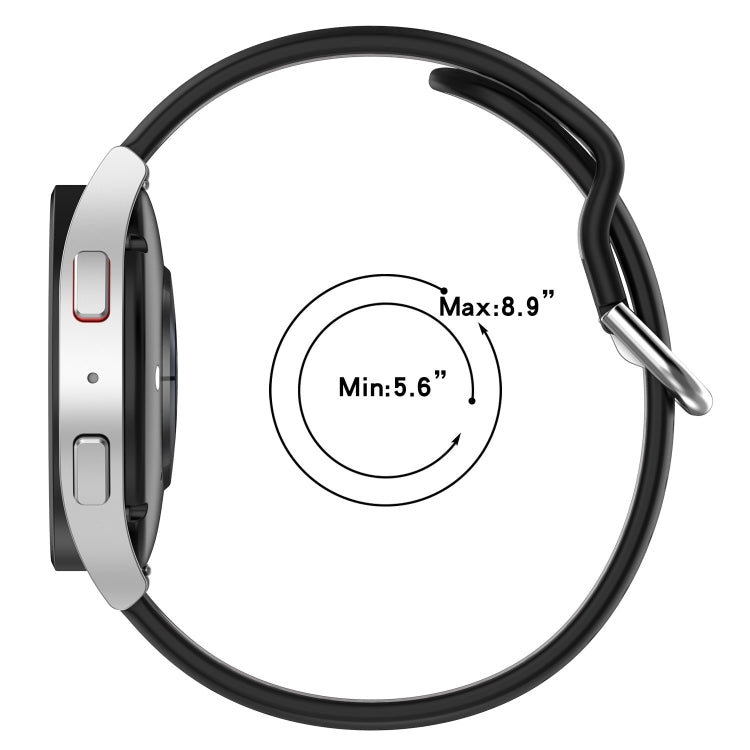 Black silicone watch band with perforations and silver buckle for smartwatch