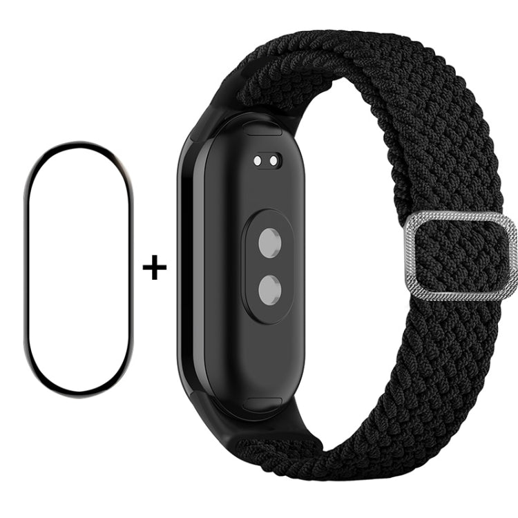 Smartwatch screen protector and black braided nylon band set for Mi Band 8
