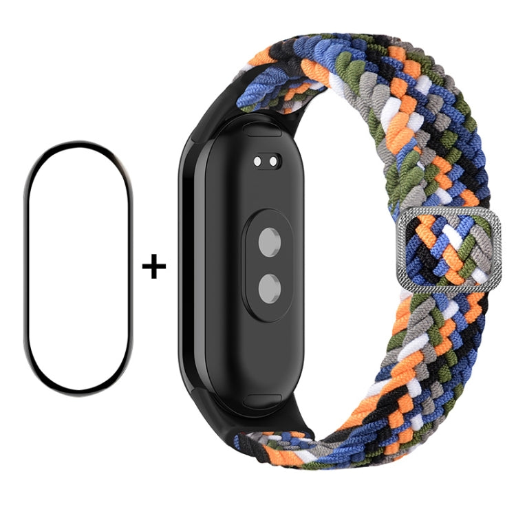Smartwatch screen protector and multicolor braided nylon band set for Mi Band 8