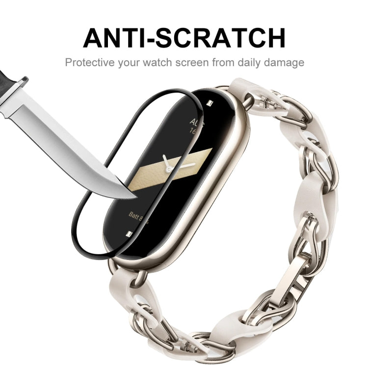 Mi Band screen protector and silver chain-link watch band set