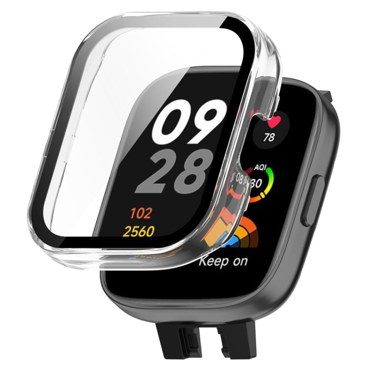 Clear full-coverage PC watch case with tempered glass screen protector for Redmi Watch