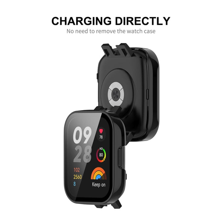 Black watch case lets you charge with the case on, with screen protector coverage
