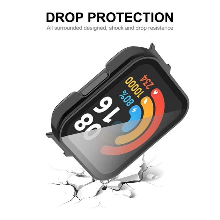 Black drop-protection watch case with surrounding screen protector for shock resistance