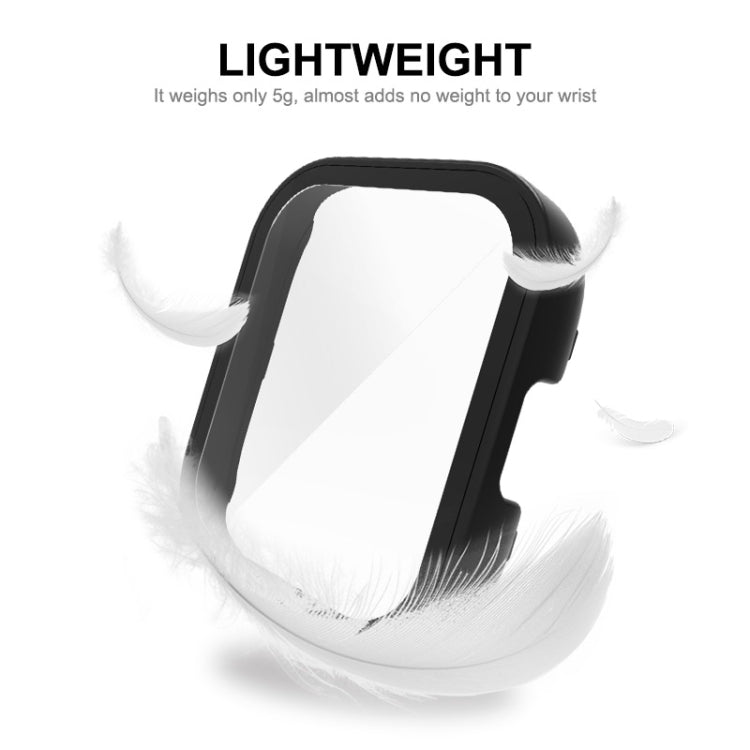 Lightweight black full-coverage watch case with tempered glass screen protector
