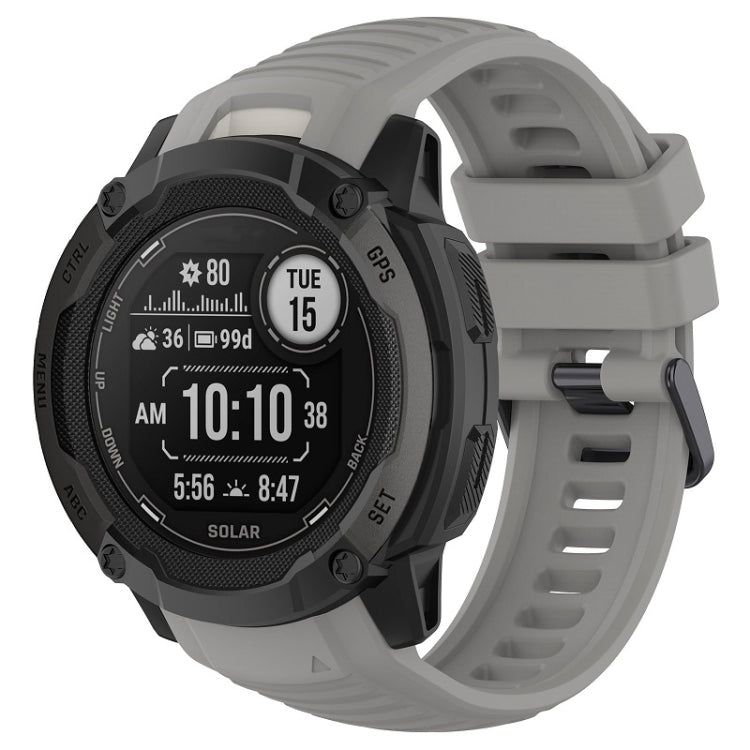 White silicone sports watch band with vented strap and adjustable clasp