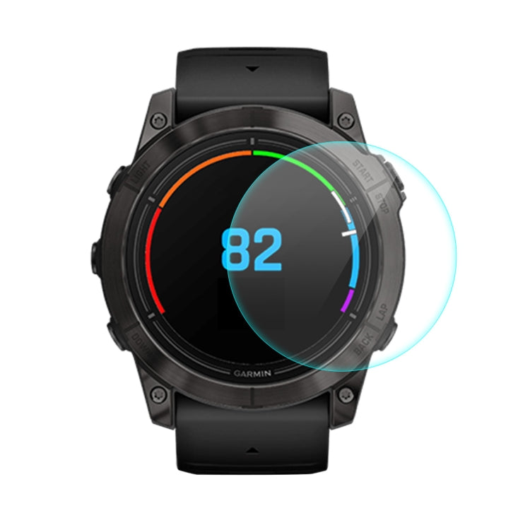 Tempered glass watch screen protector for smartwatch display, curved coverage on black watch