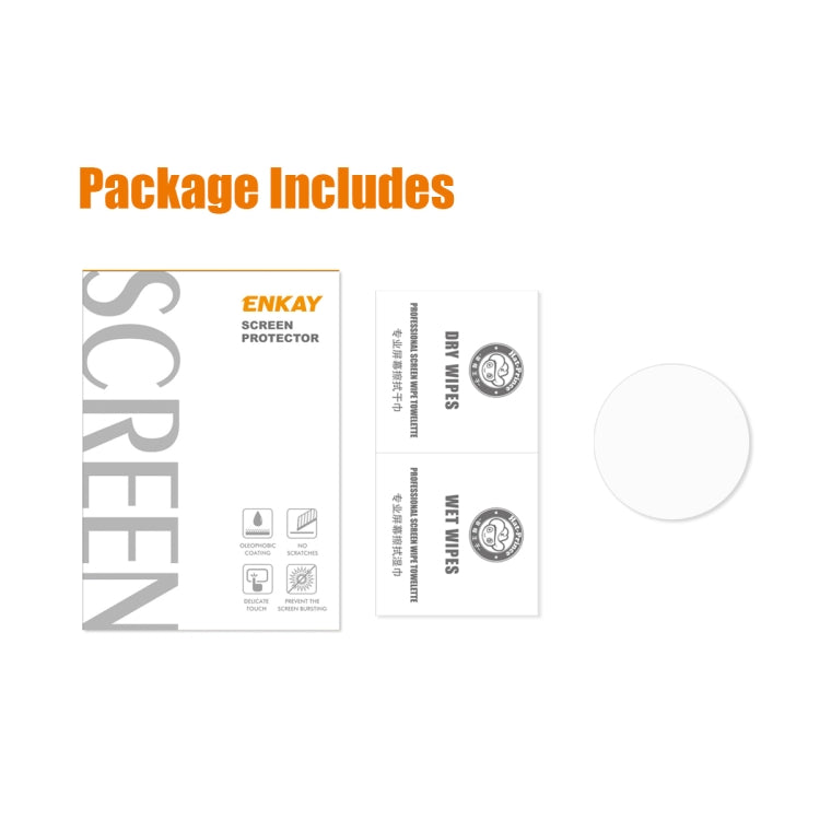 ENKAY tempered glass screen protector kit packaging with screen protector films