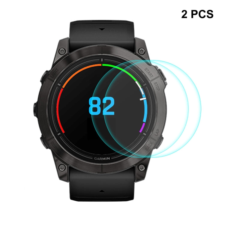2-pack tempered glass smartwatch screen protector, curved coverage overlay on dark watch