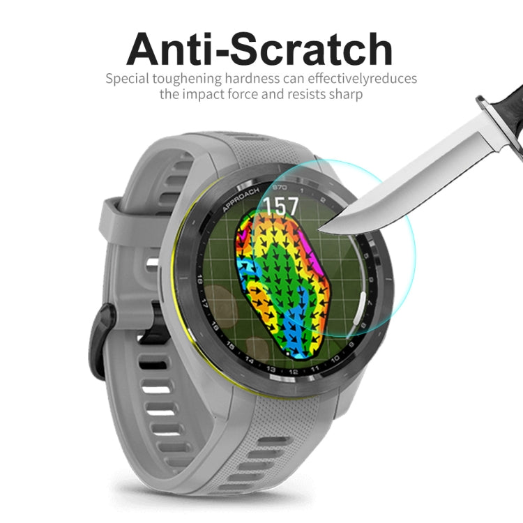 Tempered glass watch screen protector with anti-scratch protection shown