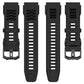 Black silicone sports watch band with multiple clasp and pinhole positions