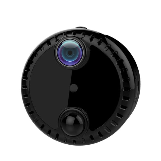 Black round security camera module with visible front lens and dark housing