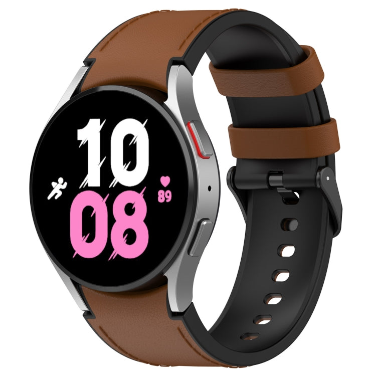 Brown silicone leather watch band with buckle and perforated strap holes