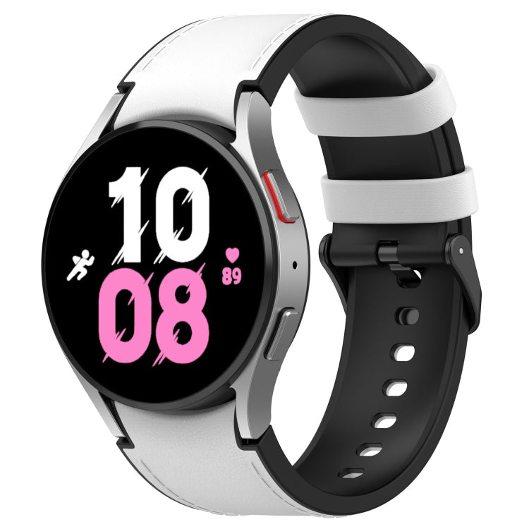 White silicone leather watch band with buckle and perforated strap holes