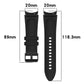 Black silicone leather watch band with buckle, S size, flat view with dimensions
