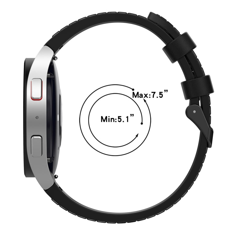 Smartwatch leather-look buckle band with size range Min 5.1 in, Max 7.5 in