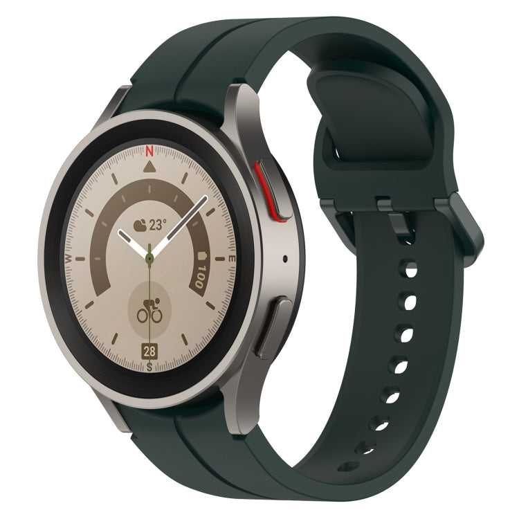 Grooved silicone watch band with buckle and perforations, dark green