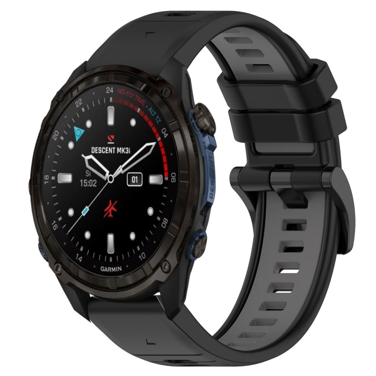 Two-color silicone watch band, black outer band with dark gray inner strap and buckle.