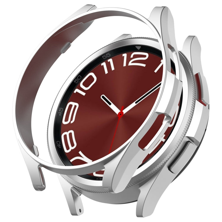 Clear and silver half-coverage hollow PC watch protective case with open frame