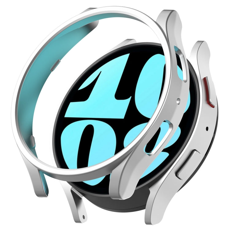 Half-coverage hollow watch protective case, silver frame with teal accents