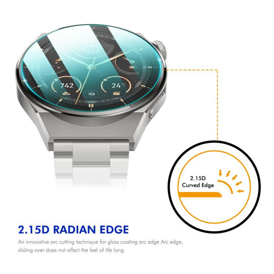 Tempered glass watch screen protector with curved 2.15D edge on watch