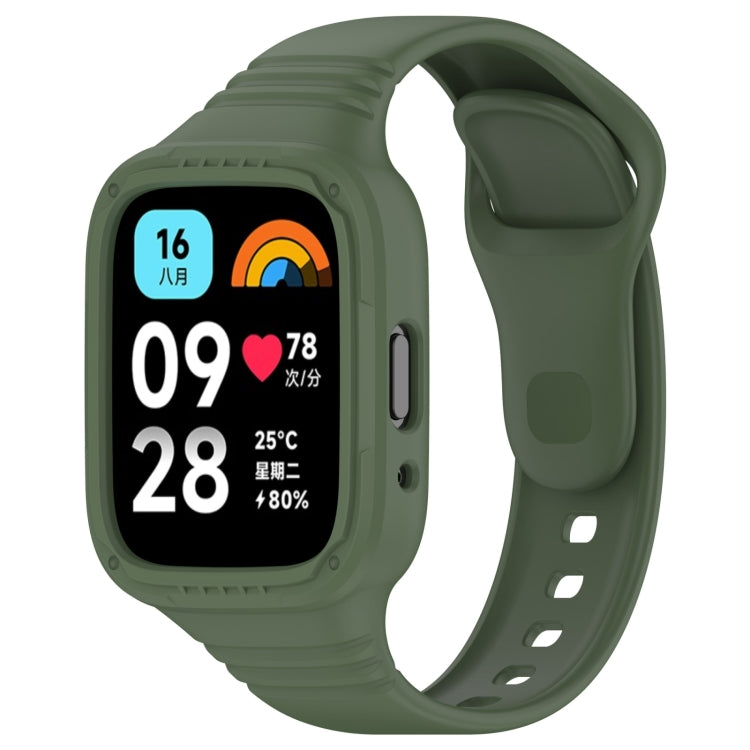 Dark green integrated silicone watch band with fully enclosed case and vented strap holes