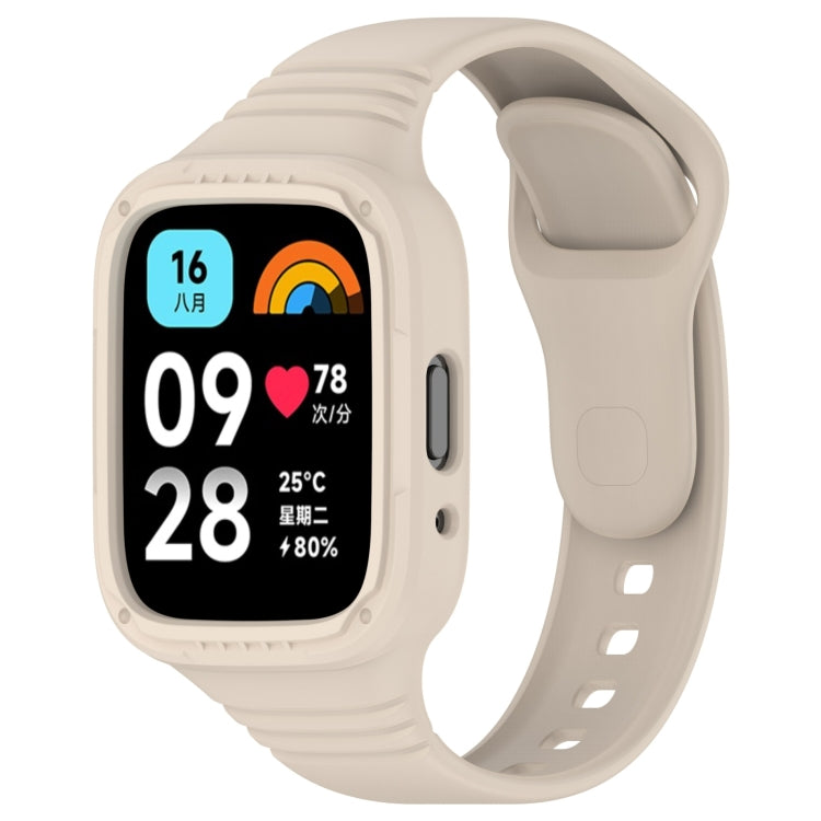 Ivory integrated silicone watch band with fully enclosed case and vented strap holes