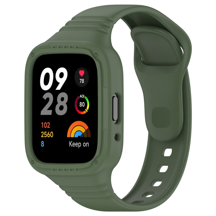 Dark green integrated silicone watch band with fully enclosed case and vented strap holes