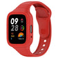Integrated silicone watch band, red strap with perforations and fully enclosed design
