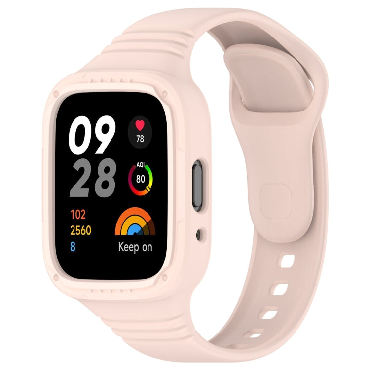 Integrated silicone watch band, light ivory strap with perforations and fully enclosed design